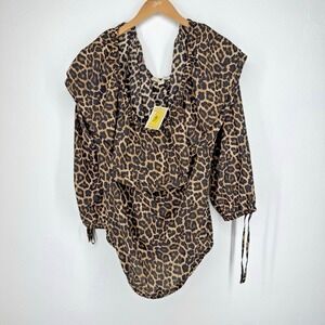 NEW Michael Kors MK Leopard Print Blouse Plus Size 3X Lightweight Loose Fit Boho